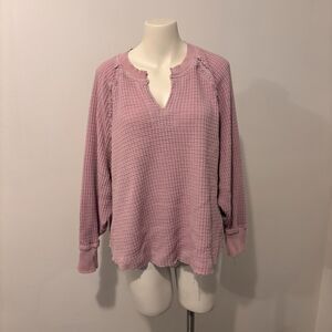 American Eagle Seriously Lived in Size XS Oversized Waffle Knit Pink Boho Top
